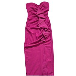 Fashion Nova Pink Strapless Ruched Bodycon Dress